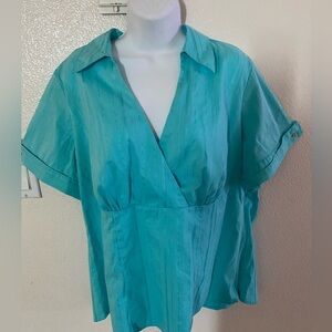 Lane Bryant Turquoise Wrap Blouse